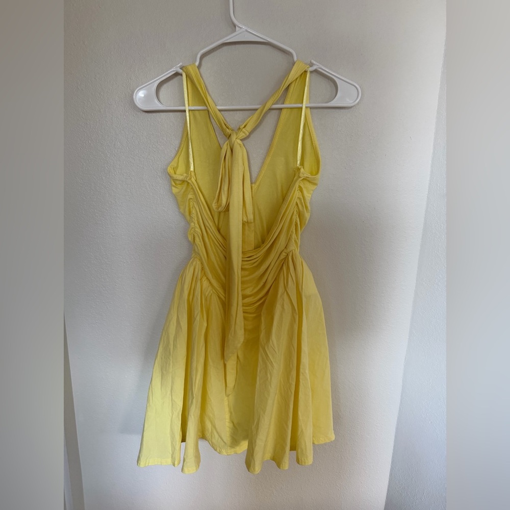 Celandine by Anthropologie Halter Button-Front Mini Dress in yellow Small NWT - Picture 4 of 8